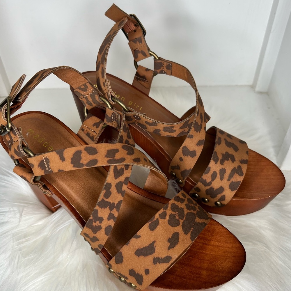 Madden Girl leopard print clog style platform heels size 9